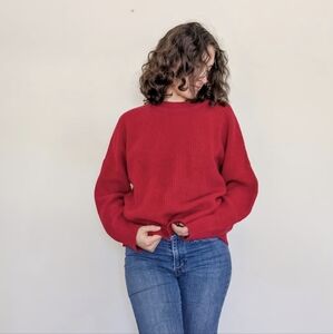 Women's Red Knit Oversized Sweater
